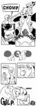 absurd_res ambiguous_gender angry anthro bared_teeth bite biting_another black_and_white charmander chest_tuft chili_(some_nerd) comic coriander_(isyrion) crossed_arms dialogue dragon duo eclairscollection eyes_closed felid feline fire fists_clenched flaming_tail flygon generation_1_pokemon generation_3_pokemon glaring head_first hi_res laugh legendary_pokemon lizard mallow_(some_nerd) mammal mew_(pokemon) monochrome mythological_creature mythological_scalie mythology neck_bulge nintendo oral_vore partially_inside pokemon pokemon_(species) pokemon_move pouch_(clothing) reptile scalie semi-anthro soft_vore sound_effects species_transformation speech_bubble swallowing swallowing_sound_effect tail tail_bite tail_in_mouth transformation tuft vore