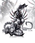 absurd_res alien alien_(franchise) anthro big_breasts breasts demon dragon female greenreader444 hi_res hybrid mother_(lore) mythological_creature mythological_scalie mythology parent_(lore) queen royalty scalie sergal simple_background solo tail teragabba third-party_edit xanah xenomorph xenomorph_queen