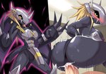 absurd_res anthro anus armor bandai_namco big_butt blackwargreymon blush bodily_fluids breasts butt cum digimon digimon_(species) duo erection female genital_fluids genitals hair headgear helmet hi_res human interspecies male male/female mammal nipples penetration penis solo_focus zerokun135