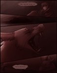 comic digital_media_(artwork) duo english_text eyes_closed feral fur hair hi_res human lemondeer male mammal monochrome monster mordecai_(lemondeer) noah_(downthehatch) open_mouth simple_background size_difference sleeping teeth text whiskers yawn