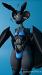 3d_(artwork) 9:16 ant antennae_(anatomy) anthro arthropod arthropod_abdomen ball_bulge bellumnsfw bikini black_body bodily_fluids bulge claws clothing digital_media_(artwork) dizzy_(artlegionary) dripping erection femboy genital_fluids genitals hi_res hymenopteran insect leaking_precum male multi_limb navel peeking_penis penis precum precum_drip question_mark solo spiral_eyes swimwear thick_thighs two-piece_swimsuit