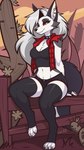 16:9 2024 4_toes anthro artist_name black_bottomwear black_clothing black_eyeshadow black_legwear black_nose bottomwear breasts cactus canid canid_demon canine cheek_tuft claws cleavage clothed clothing collar demon denim denim_bottomwear denim_clothing detailed_background digital_media_(artwork) digitigrade ear_piercing ear_ring eyebrows eyelashes eyeshadow facial_tuft feet female fur grey_hair hair hellhound helluva_boss hi_res inner_ear_fluff legwear long_hair looking_at_viewer loona_(helluva_boss) lw_88 makeup mammal mythological_canine mythological_creature mythology narrowed_eyes navel outside piercing plant pupils red_sclera ring_piercing sitting sitting_on_fence slit_pupils solo spiked_collar spikes toe_claws toeless_legwear toes tuft white_body white_eyes white_fur widescreen