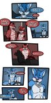 1:2 2017 animal_genitalia anthro biped blush canid cobalt_(tatsuchan18) collar comic detailed_background dialogue duo english_text eyes_closed fenrir_(tatsuchan18) fur genitals hair hi_res male mammal open_mouth penis sheath sitting speech_bubble standing tatsuchan18 text