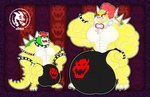 abs anthro balls big_balls biped bowser bowser_jr. bulge claws clothed clothing detailed_background detailed_bulge duo genitals hair hi_res horn huge_balls hyper hyper_balls hyper_genitalia jdbo-arts jewelry koopa male male/male mario_bros muscular muscular_anthro nintendo open_mouth partially_clothed pecs ponytail red_eyes red_hair scalie spikes underwear