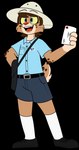 2017 4_fingers absurd_res alpha_channel anthro arm_tuft belt belt_buckle biped black_belt black_clothing black_eyebrows black_footwear black_mouth black_shoes black_whiskers blue_bottomwear blue_clothing blue_dress_shirt blue_shirt blue_shorts blue_topwear bottomwear brown_hair brown_markings brown_spots brown_tuft buckle cheek_tuft chokovit_(artist) clothed clothed_anthro clothed_male clothing colored countershade_face countershade_fur countershade_neck countershade_tail countershading delivery_(commerce) delivery_employee digital_drawing_(artwork) digital_media_(artwork) dress_shirt elbow_markings elbow_tuft eyebrow_through_hat eyebrows eyelashes facial_tuft fangs felid feline fingers footwear front_view full-length_portrait fur gloves_(marking) grey_eyes hair hand_on_hip hat headgear headwear hi_res holding_letter holding_object knee_highs knee_socks legwear letter lynx mailbag male male_anthro mammal markings open_mouth open_smile pascal_wattson portrait postal_carrier postal_delivery pupils red_nose red_tongue scut_tail shirt short_tail shorts simple_background smile socks solo spots spotted_arms spotted_body spotted_cheeks spotted_fur spotted_markings spotted_tail standing tail tail_markings tan_body tan_countershading tan_fur tan_markings tan_tail tan_tuft teeth three-quarter_view tongue topwear translucent transparent_background tuft whiskers white_clothing white_footwear white_hat white_headwear white_socks yellow_sclera