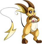 areola breasts female generation_1_pokemon genitals heart_symbol hi_res humanoid looking_at_viewer medium_breasts nintendo nipples nude pink_areola pink_nipples pokemon pokemon_(species) pussy raichu simple_background solo suddenhack tongue white_background