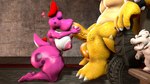 16:9 3d_(artwork) accessory anthro areola balls big_balls big_breasts big_penis birdo birdo_(character) bodily_fluids bow_(feature) bow_accessory bow_ribbon bowser breasts butt castle claws cobaltapple detailed_background digital_media_(artwork) duo erection eyes_closed feet fellatio female genital_fluids genitals hair_accessory hair_bow hair_ribbon heart_symbol hi_res huge_balls huge_penis humanoid humanoid_genitalia humanoid_penis inside kabalmystic_(artist) kneeling kneeling_oral_position koopa male mammal mario_bros muscular nintendo nipples nude open_mouth oral penile penis pink_body reptile ribbons saliva scalie sex siphon_(anatomy) smile source_filmmaker_(artwork) spikes sucking tail thick_thighs toe_claws tongue tongue_out widescreen