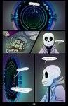 absolutedream absurd_res animated_skeleton beverage bone broken_mug clothing coffee coffee_mug comic container cup desk dialogue digital_media_(artwork) english_text furniture hi_res humanoid male not_furry offscreen_character paper portal portrait sans_(undertale) skeleton solo table text undead undertale undertale_(series)