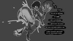 16:9 anthro bent_leg big_claws black_speech_bubble claws clothing dialogue digital_media_(artwork) dragon english_text female foot_transformation growth human_to_anthro linked_speech_bubble looking_back monochrome mythological_creature mythological_scalie mythology on_one_leg raised_foot scalie sharp_teeth solo species_transformation speech_bubble standing straight_leg stuttering tail tail_growth tearing_clothing teeth text torn_clothing transformation watsup widescreen