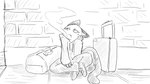 16:9 animal_crossing anthro bottomwear brick_wall cigarette clothed clothing digital_drawing_(artwork) digital_media_(artwork) domestic_cat dragonweirdo duffel_bag felid feline felis female footwear greyscale hi_res holding_cigarette holding_object hoodie luggage mammal monochrome nintendo olivia_(animal_crossing) shoes sitting sitting_on_ground smoke smoke_from_mouth smoking smoking_cigarette solo story story_in_description suitcase tail teeth topwear wall_(structure) widescreen