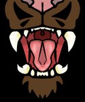 alpha_channel ambiguous_gender anthro black_markings black_outline brown_body brown_fur chin_tuft facial_markings facial_tuft fangs fur head_markings low_res mammal markings mouth_shot open_mouth outline pink_nose pink_tongue presenting_mouth sharp_teeth simple_background solo symmetry teeth thumbnail tongue transparent_background tuft uvula zero_pictured