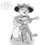 1:1 2024 3_toes 4_fingers anthro barefoot canid canine chair clothed clothing crossed_legs dipstick_tail disney feet fingers fox furniture greyscale guitar hat hatakeclarissarts headgear headwear hi_res holding_guitar holding_musical_instrument holding_object inktober male mammal mariachi mariachi_suit markings monochrome musical_instrument nationality nick_wilde playing_guitar playing_music plucked_string_instrument sitting solo sombrero string_instrument tail tail_markings toes zootopia