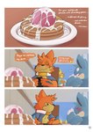 absurd_res alolan_form alolan_raichu anthro blush bouncing_penis buizel clothed clothing comic comic_panel desmond_(gralicbutter) dialogue duo english_text food generation_1_pokemon generation_4_pokemon generation_7_pokemon genitals gralicbutter hat headgear headwear hi_res male nidoqueen nintendo pancake_(gralicbutter) penis pokemon pokemon_(species) public public_nudity regional_form_(pokemon) restaurant running text