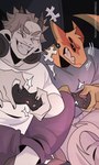 Rating: s
ID: 4734622
Date: 2024-04-21 16:43:46 -0400
Status: active
Score: 15
000atanerriaper000 anthro bovid caprine competition compression_artifacts controller duo gaming gemini_the_sergal goat hi_res hooves horn intense male male/male mammal multi_eye multicolored_body playing_video_game sergal sitting sitting_on_ground smile tail post #4734622