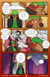 absurd_res apron beanie bear blush bruno_de'marco clothed clothing comic detailed_background dialogue duo english_text fully_clothed hat headgear headwear hi_res jacket lagomorph leporid looking_down looking_down_at_partner male mammal open_mouth rabbit scar scarf shadow_on_face text thekinkybear topwear wilson_flakes