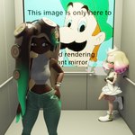 3d_(artwork) animal_humanoid cd-i cephalopod cephalopod_humanoid dark_body dark_skin digital_media_(artwork) duo elevator english_text female genitals gynomorph gynomorph/female hotel_mario humanoid inkling intersex intersex/female luigi marina_(splatoon) marine marine_humanoid mario_bros mollusk mollusk_humanoid nintendo octarian octoling off_the_hook_(splatoon) pearl_(splatoon) penis philips_(company) sonlink splatoon text