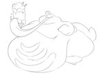 ambiguous_gender anthro belly big_belly big_breasts bodily_fluids breasts dessert digital_media_(artwork) food generation_4_pokemon hair ice_cream jangleforks lickilicky morbidly_obese morbidly_obese_anthro navel nintendo obese obese_anthro overweight overweight_anthro pokemon pokemon_(species) simple_background solo tail thick_thighs tongue tongue_out white_background wide_hips