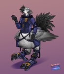 2024 avian avian_taur bottomwear chocobo_taur clothed_taur clothing feathers footwear furgonomic_bottomwear furgonomic_footwear furgonomics hi_res larru-larru tail tail_feathers taur wings