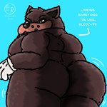 1:1 anthro big_butt black_body black_nose butt disney english_text felid garrus368 goof_troop hi_res male mammal manly overweight overweight_male pete_(disney) peter_pete_sr. smile solo text