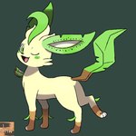 1:1 3_toes brown_nose darknsfwindie eeveelution facial_markings feet feral food fruit generation_4_pokemon green_ears green_eyes green_markings green_tail head_markings hi_res key_(fellnyanya) kiwifruit leafeon leg_markings looking_at_viewer looking_back looking_back_at_viewer male markings nintendo one_eye_closed open_mouth open_smile plant pokemon pokemon_(species) quadruped raised_foot smile socks_(marking) solo tail toes white_inner_ear white_toes wink winking_at_viewer