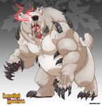 bear biceps claws fangs feral fur hi_res lustful_desires male mammal muscular muscular_feral muscular_male narram pawpads scut_tail short_tail solo spikes spikes_(anatomy) tail teeth white_body white_fur