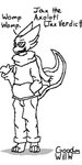 1:2 absurd_res amphibian annoyed anthro axolotl bottomwear clothing confusion eyewear forced goodwillw hi_res hoodie jax_verdict_(shorty_doggy) male marine mole_salamander monochrome pants paws salamander scalie scarf shadow shorty_doggy simple_background sketch sunglasses tail topwear white_background