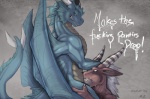 blue_body dragon duo english_text erection european_mythology fellatio forced forced_oral genitals grey_eyes grin hand_on_head horn horn_grab male male/male male_penetrated male_penetrating male_penetrating_male membrane_(anatomy) membranous_wings mythological_creature mythological_scalie mythology narse nathan_(artist) nude oral oral_penetration penetration penile penis razr_(character) red_body scalie sex simple_background smile synkardis tail text third-party_edit western_dragon wings