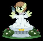 absurd_res alpha_channel bow_tie brown_hair equid equine eyewear featureless_crotch female feral flower glasses grass green_body green_eyes grey_body hair hasbro hi_res holding_object holding_potion hooves horse horseshoe icaron inanimate_transformation looking_at_viewer mammal mid_transformation my_little_pony mythological_creature mythological_equine mythology name_plate outside pegasus petrification pink_bow_tie pink_flower plant plinth potion potion_bottle purple_liquid rose_(flower) saga_(icaron) simple_background sitting solo statuefication tail transformation transformation_by_substance transformation_potion transparent_background underhoof wearing_glasses white_flower wings