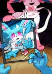 Rating: s
ID: 5644243
Date: 2025-06-15 14:57:47 -0400
Status: active
Score: 186
ambiguous_gender claws duo eeveelution feral first_person_view fur generation_6_pokemon gloves_(marking) hi_res implied_transformation looking_at_mirror looking_at_object looking_at_reflection mammal markings mirror netchy_boo nintendo pokemon pokemon_(species) reflection shiny_pokemon sylveon tail transformation white_body white_fur post #5644243