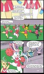 2021 4_panel_comic abby_(matachu) absurd_res base_three_layout black_body black_border blockage_(layout) blue_body blush border cheerleader cheerleader_outfit clothed clothing comic crossdressing dialogue digital_drawing_(artwork) digital_media_(artwork) dress eeveelution embarrassed english_text espeon female flat_colors four_frame_image generation_1_pokemon generation_2_pokemon generation_4_pokemon generation_6_pokemon group hi_res horizontal_blockage jolteon kyle_(matachu) leafeon male matachu nintendo on_one_leg outside pink_body pink_clothing pink_dress pokemon pokemon_(species) purple_body raised_leg samantha_(matachu) sid_(matachu) stacy_(matachu) standing sylveon tail tan_body text three_row_layout touching_leg umbreon vaporeon white_body yellow_body