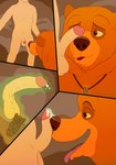 absurd_res bear bestiality bodily_fluids brother_bear brown_bear brown_body brown_fur comic cum cum_on_face disney duo faceless_character faceless_male feral fur genital_fluids grizzly_bear hi_res human human_on_feral interspecies kenai_(brother_bear) magic magzol male male/male male_on_feral male_on_human mammal open_mouth oral tongue tongue_out ursine