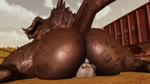 16:9 2024 3d_(artwork) 3d_animation ambiguous_gender animated back_spikes bethesda_game_studios big_butt big_horn brown_body brown_claws butt butt_jiggle butt_tattoo claws clothing colored deathclaw dessert digital_media_(artwork) duo enclave_(fallout) enclaw_(willie_piv) erection facesitting fallout feral food glistening glistening_body glistening_butt hi_res high_framerate horn huge_butt jiggling male male/ambiguous mammal microsoft military monster no_sound not_furry nude post-apocalyptic roblox robloxian scalie short_playtime simple_background sitting_on_another soldier spikes spikes_(anatomy) tail tattoo warrior webm widescreen willie_piv