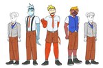 3:2 anthro anthrofied arctibax arturo_(fuze) blazer bottomwear clothed clothing cosplay dress_shirt florian_(pokemon) fuecoco fully_clothed fuze generation_9_pokemon group hi_res jawk_(fuze) male maschiff naranja_academy necktie nintendo orange_bottomwear orange_clothing orange_necktie orange_pants orange_shorts pants pokemon pokemon_(species) pokemorph school_uniform shirt shorts simple_background suspenders tandemaus topwear uniform vest white_background