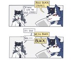 Rating: s
ID: 5575761
Date: 2025-05-16 01:34:47 -0400
Status: active
Score: 19
anthro blush blush_lines canid canine cheek_tuft clothed clothing comic dialogue discussion english_text facial_tuft female fur hair hat headgear headwear hi_res male mammal necktie newspaper smile speech_bubble text tianiseul tuft post #5575761