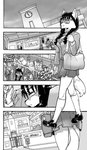 anthro bottomwear breasts canid canine clothed clothing comic daigaijin dipstick_tail english_text eyewear female fox fur furryfight_chronicles glasses group hair hi_res kalita_(furryfight_chronicles) mammal markings monochrome multicolored_tail school_uniform skirt subway tail tail_markings tail_under_skirt text uniform