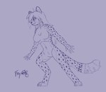 2022 action_pose anthro breasts cheetah digitigrade featureless_breasts featureless_crotch felid feline female foony fur hair hi_res long_hair mammal markings mihari nude pose sketch solo spots spotted_body