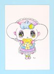 2018 accessory alien alternative_fashion anthro bangs big_ears big_eyes big_head blue_hair bow_ribbon chibi clothing cool_colors dress eyelashes female footwear frilly frilly_clothing glistening glistening_eyes hair hair_accessory hairclip headgear headwear hi_res j-fashion kemono lidded_eyes lolita_(fashion) mammal melo_(peropero_sparkles) mouse murid murine official_art on_model painting_(artwork) pastel_theme paws peropero_sparkles plushie rodent round_ears shoes smile socks solo sparkles sparkling_eyes star sweet_lolita teddy_bear traditional_media_(artwork) watercolor_(artwork) white_body yurie_sekiya