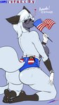 2024 4th_of_july 9:16 amanda_(jester622) american_flag anthro barefoot big_breasts big_butt black_body black_fur blush bodily_fluids bottomwear breasts brown_eyes butt canid canine clothed clothing english_text eyewear fakeryway feet female fox fur glasses gloves grey_body grey_fur grey_nipples hair handwear heart_symbol hi_res holidays kneeling looking_at_viewer looking_back looking_back_at_viewer mammal multicolored_body multicolored_fur narrowed_eyes nipples plantigrade shorts solo sweat tail text thick_thighs topless topless_anthro topless_female united_states_of_america wearing_glasses white_body white_clothing white_fur white_gloves white_hair white_handwear wide_hips