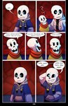 absolutedream absurd_res animated_skeleton bone bust_portrait clothed clothing comic dialogue digital_media_(artwork) doppelganger_(literary) english_text group half-length_portrait hand_in_pocket hi_res humanoid kneeling male not_furry papyrus_(undertale) pockets portrait power_cord sans_(undertale) scratching_neck skeleton teeth text undead undertale undertale_(series)