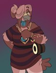Rating: s
ID: 5642332
Date: 2025-06-14 17:14:33 -0400
Status: active
Score: 4
2025 5_fingers anthro arm_tuft arms_bent auri_aurora avian beaded_bracelet beaded_jewelry beads beak beastofeuthanasia belt bird black_belt blue_background blue_eyes blue_markings bracelet brown_clothing brown_dress brown_hair_tie brown_wristband closed_beak closed_smile clothed clothed_female clothing colored digital_drawing_(artwork) digital_media_(artwork) dress drum elbow_tuft english_description eyebrows eyelashes feather_markings feathers female female_anthro fingers gem gradient_background grey_beak hair hair_bun half-closed_eyes hand_behind_back hi_res jewelry long_hair markings mouth_closed multicolored_body multicolored_feathers multicolored_hair musical_instrument narrowed_eyes necklace pattern_clothing pattern_dress percussion_instrument pink_body pink_eyebrows pink_feathers pink_hair pink_tail portrait purple_background purple_stripes sapphire_(gem) shoulder_tuft simple_background smile solo standing striped_clothing striped_dress stripes tail tail_feathers three-quarter_portrait tuft two_tone_hair yellow_sclera post #5642332