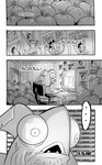 anthro clothed clothing comic computer daigaijin electronics ellipsis english_text fish furryfight_chronicles harry_fishkopp heart_symbol hi_res lagomorph leporid male mammal marine monochrome rabbit shirt solo tank_top text topwear