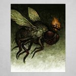 1:1 anton_vitus arthropod beelzebub blood blood_from_mouth blood_in_mouth blood_on_legs bodily_fluids crown detailed feral fire fly_(animal) flying headgear hi_res housefly insect male realistic solo