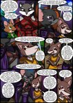 2018 absurd_res amethyst_(kitfox-crimson) anthro black_body black_fur brianna_(kitfox-crimson) brown_body brown_fur clothed clothing colored comic dasyurid dasyuromorph dialogue dialogue_box english_text female fur green_eyes grey_body grey_fur group hi_res in_our_shadow kitfox-crimson male mammal marsupial murid murine numbat pipa_(kitfox-crimson) procyonid purple_eyes quoll raccoon rat red_eyes rodent sodalite_(kitfox-crimson) speech_bubble text