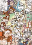 anthro beatrix blonde_hair burmecian colored comic daigaijin dancer_outfit english_text female final_fantasy final_fantasy_ix freya_crescent fur green_hair group hair heart_symbol hi_res human male mammal raised_arm rodent square_enix steiner text white_body white_fur