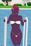 anthro bikini clothing equid equine fab3716 female friendship_is_magic hasbro hi_res horn mammal my_little_pony my_little_pony:_the_movie_(2017) mythological_creature mythological_equine mythology pinup pose solo swimming_pool swimwear tempest_shadow_(mlp) two-piece_swimsuit unicorn