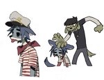 2024 2d_(gorillaz) alternate_species anthro anthrofied axian6777 biped black_eyes blue_body blue_ears blue_fur bottomwear canid canine canis clothed clothed_anthro clothed_male clothing cross cross_necklace digital_drawing_(artwork) digital_media_(artwork) domestic_dog duo empty_eyes fur gorillaz green_body green_fur hi_res jewelry male male_anthro mammal murdoc_niccals necklace pants pattern_clothing pattern_shirt pattern_topwear shirt simple_background slim_anthro slim_male striped_clothing striped_shirt striped_topwear stripes tongue tongue_out topwear white_background white_body white_fur