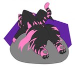 2019 3_toes 5_fingers anthro belly big_belly big_butt black_body black_claws black_fur black_tail black_wings butt claws digital_drawing_(artwork) digital_media_(artwork) dipstick_tail feet felid feline fingers flat_colors fur grey_body grey_fur grey_pawpads huge_belly hybrid jesse_(jesseclark9) lying male male_anthro mammal markings membrane_(anatomy) membranous_wings monster multicolored_body multicolored_fur nude_anthro nude_male obese obese_anthro obese_male on_front overweight overweight_anthro overweight_male pawpads pink_stripes pink_tail_tip simple_background solo striped_body striped_ears striped_fur striped_markings striped_tail stripes tail tail_markings theannoyingnpc thick_thighs toe_claws toes wings