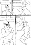 2023 anthro bed bernielover butt canid canine clothing comic dialogue disney duo english_text fan_character fox furniture gideon_grey hi_res lagomorph leporid male mammal monochrome nate_hopps overweight overweight_male pillow rabbit red_fox shirt text topwear true_fox underwear zootopia