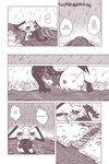 2017 absurd_res ambiguous_gender black_text breath cheek_spots comic detailed_background dialogue digital_media_(artwork) ellipsis english_text female_(lore) generation_2_pokemon grass hi_res holding_scarf looking_aside looking_at_object looking_forward monochrome mouth_obstructed mud mud_covered muddy muro_(aots) nintendo outside pichu planks plant pokemon pokemon_(species) pokemon_mystery_dungeon rain_drops raining road scarf solo sound_effects speech_bubble spike_chunsoft standing tail talking_to_self text umikit walking wet wobble wood wooden_plank