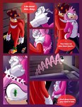 2019 absurd_res amy_rose anthro bodily_fluids breech_loader clothed clothing comic crying detailed_background duo echidna english_text eulipotyphlan female fur green_eyes handwear hedgehog hi_res knuckles_the_echidna male mammal monotreme purple_eyes sega sonic_the_hedgehog_(series) tears text toso